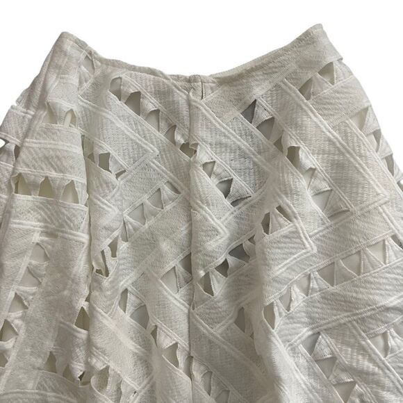 Line & Dot White Lace Overlay Circle Skirt Sz S Eyelet Neutral Prairie NWT - Picture 2 of 11
